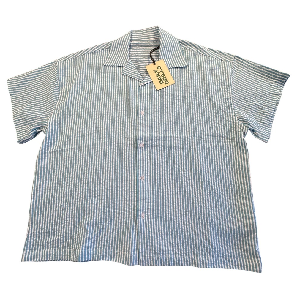 Daily Drills Blue and White Striped Button Down Shirt